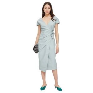 Hard to find Topshop blue faux leather wrap dress